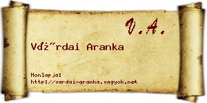 Várdai Aranka névjegykártya