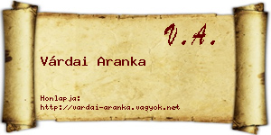 Várdai Aranka névjegykártya